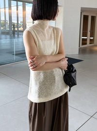 ハイネックシアーノースリーブロングニット【by SON】