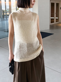 ハイネックシアーノースリーブロングニット【by SON】