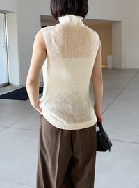 ハイネックシアーノースリーブロングニット【by SON】