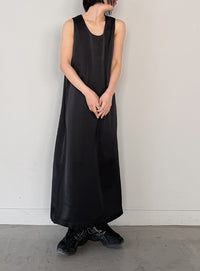 ラウンドネックサテンロングワンピース【セットアップ対応】【by SON】