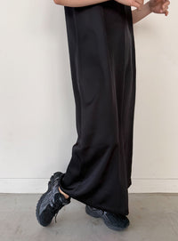 ラウンドネックサテンロングワンピース【セットアップ対応】【by SON】