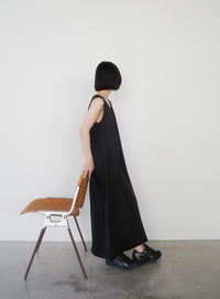 ラウンドネックサテンロングワンピース【セットアップ対応】【by SON】