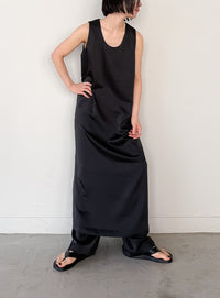 ラウンドネックサテンロングワンピース【セットアップ対応】【by SON】