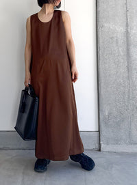 ラウンドネックサテンロングワンピース【セットアップ対応】【by SON】