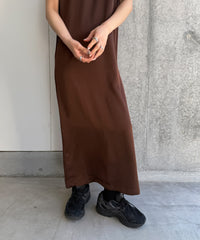 ラウンドネックサテンロングワンピース【セットアップ対応】【by SON】