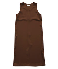 ラウンドネックサテンロングワンピース【セットアップ対応】【by SON】