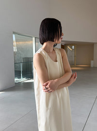 ラウンドネックサテンロングワンピース【セットアップ対応】【by SON】