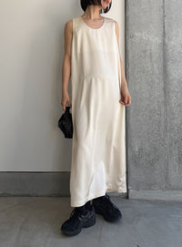 ラウンドネックサテンロングワンピース【セットアップ対応】【by SON】