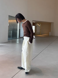 コットンブレンドカーブワイドパンツ【by SON】