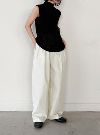 コットンブレンドカーブワイドパンツ【by SON】