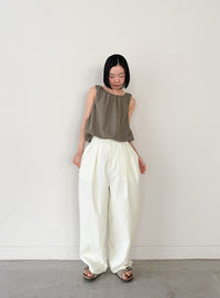 コットンブレンドカーブワイドパンツ【by SON】