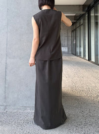 フロントタックIラインロングスカート【セットアップ対応】【by SON】