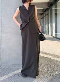 フロントタックIラインロングスカート【セットアップ対応】【by SON】