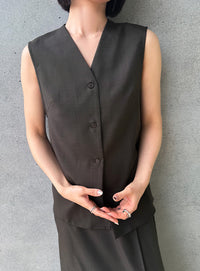 ラウンドヘムVネックベスト【セットアップ対応】【by SON】