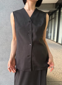 ラウンドヘムVネックベスト【セットアップ対応】【by SON】