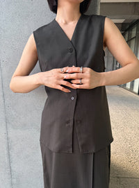 ラウンドヘムVネックベスト【セットアップ対応】【by SON】