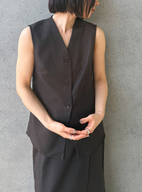 ラウンドヘムVネックベスト【セットアップ対応】【by SON】