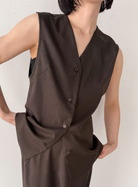 ラウンドヘムVネックベスト【セットアップ対応】【by SON】