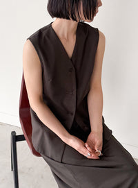 ラウンドヘムVネックベスト【セットアップ対応】【by SON】