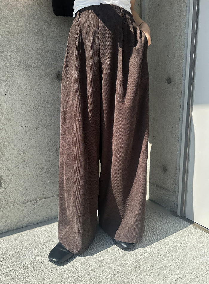 コーデュロイワイドストレートスラックス【by SON】