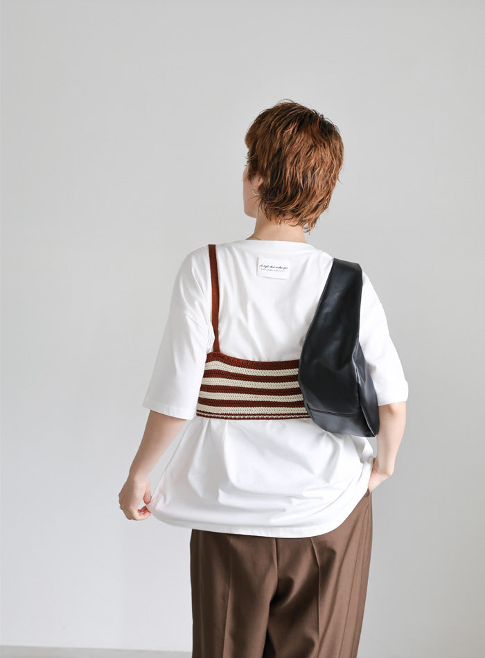 メッシュ編みボーダービスチェ