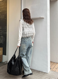 2WAYミックスフリンジベスト