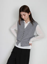 コンパクトVネックニットベスト