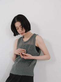 モヘアライクシアーニットベスト