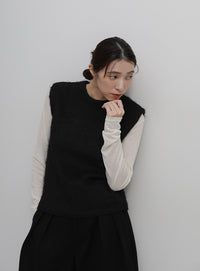 モヘア起毛ニットベスト