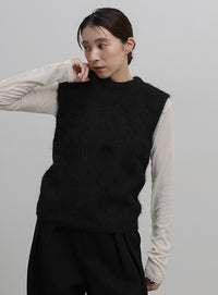 モヘア起毛ニットベスト