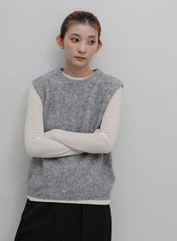 モヘア起毛ニットベスト