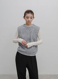 モヘア起毛ニットベスト