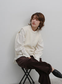モヘア起毛ニットベスト