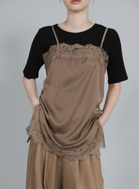【Et】Lace Satin Camisole