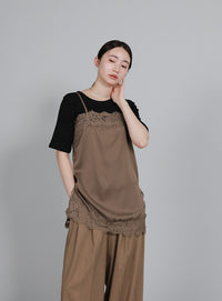 【Et】Lace Satin Camisole
