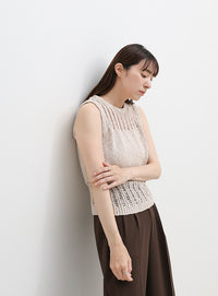 ミックス編みサマーニットベスト