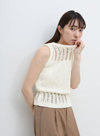 ミックス編みサマーニットベスト
