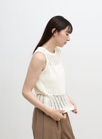 ミックス編みサマーニットベスト
