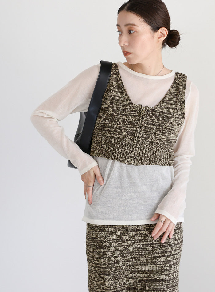 フロントジップメランジニットビスチェ – SELECT MOCA