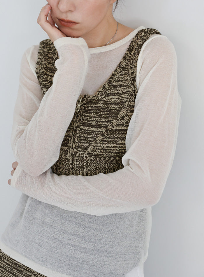 フロントジップメランジニットビスチェ – SELECT MOCA