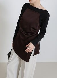 サイドスリットアシンメトリーサテンキャミソール【セットアップ対応】