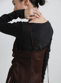 サイドスリットアシンメトリーサテンキャミソール【セットアップ対応】