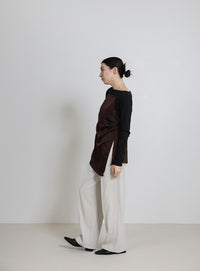 サイドスリットアシンメトリーサテンキャミソール【セットアップ対応】