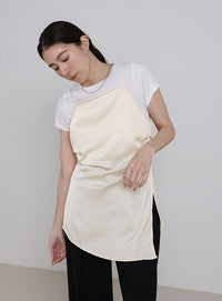 サイドスリットアシンメトリーサテンキャミソール【セットアップ対応】