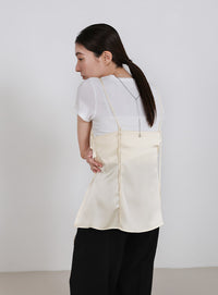 サイドスリットアシンメトリーサテンキャミソール【セットアップ対応】