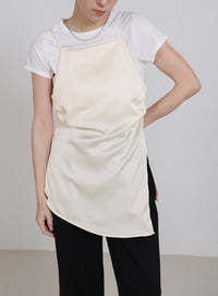 サイドスリットアシンメトリーサテンキャミソール【セットアップ対応】