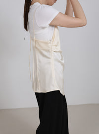 サイドスリットアシンメトリーサテンキャミソール【セットアップ対応】