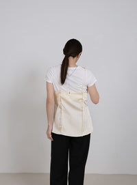 サイドスリットアシンメトリーサテンキャミソール【セットアップ対応】