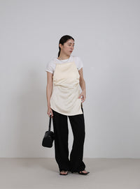 サイドスリットアシンメトリーサテンキャミソール【セットアップ対応】