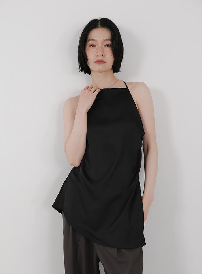 サイドスリットアシンメトリーサテンキャミソール【セットアップ対応